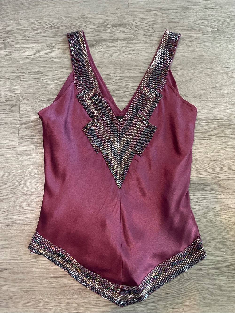 Y2K BEBE silk beaded blouse fairy core